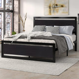 Queen Bed Frame with Modern Headboard, Heavy Duty Platform Metal Base with Square Footboard and 13 Strong Slats