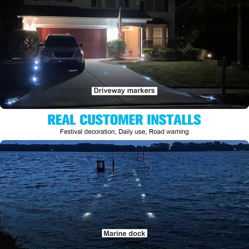 Solar Deck Driveway Dock Lights,Solar Pathway Lights,White 8 Pack