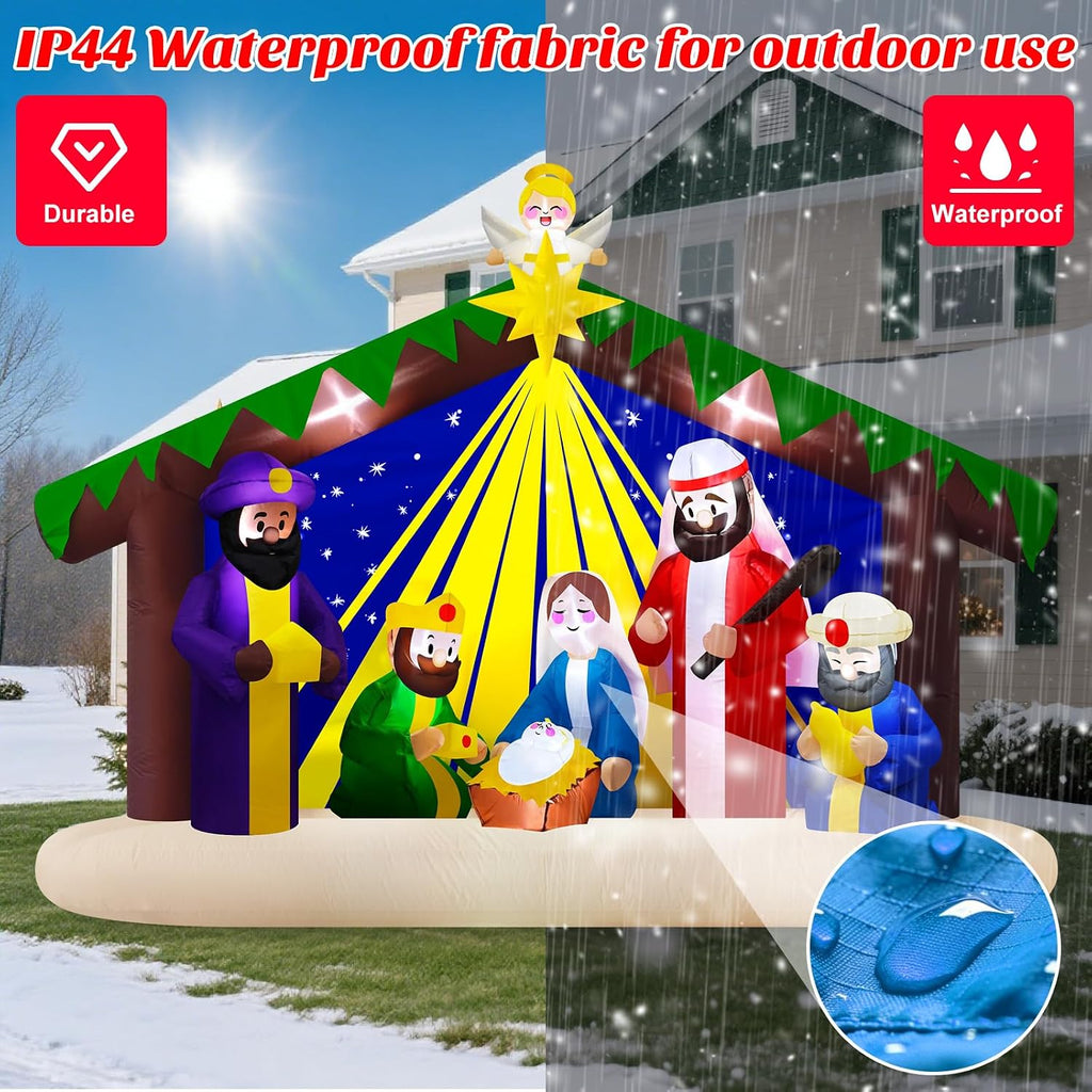8 FT Inflatable Nativity Scene Outdoor Christmas Decorations w/LED