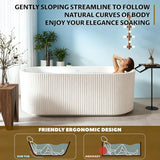 59 Inch Acrylic Freestanding Bathtub, Deep Soaking Tub with Non-Slip Base, cUPC Certified Free Standing Tub, Chrome