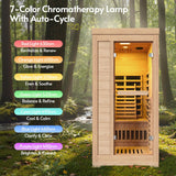 1-2 Person 6.3Ft Infrared Sauna, 7 Color Full Spectrum Wood Dry Sauna. Canadian Hemlock Indoor Saunas with 1745W 20Min