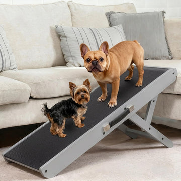 Dog Ramp for Couch - Non-Slip, Sturdy Build Foldable Wooden Dog Ramp - Supports up to 200 lbs - 7 Adjustable Heights