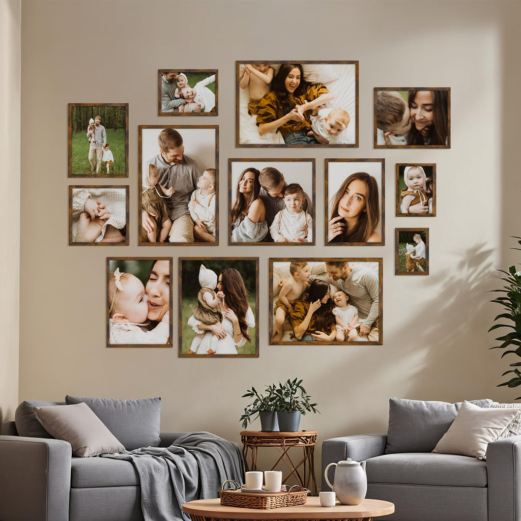 16x20 Picture Frame Rustic Brown, 16 by 20 Thin Poster Photo Frame for Wall Display, Single