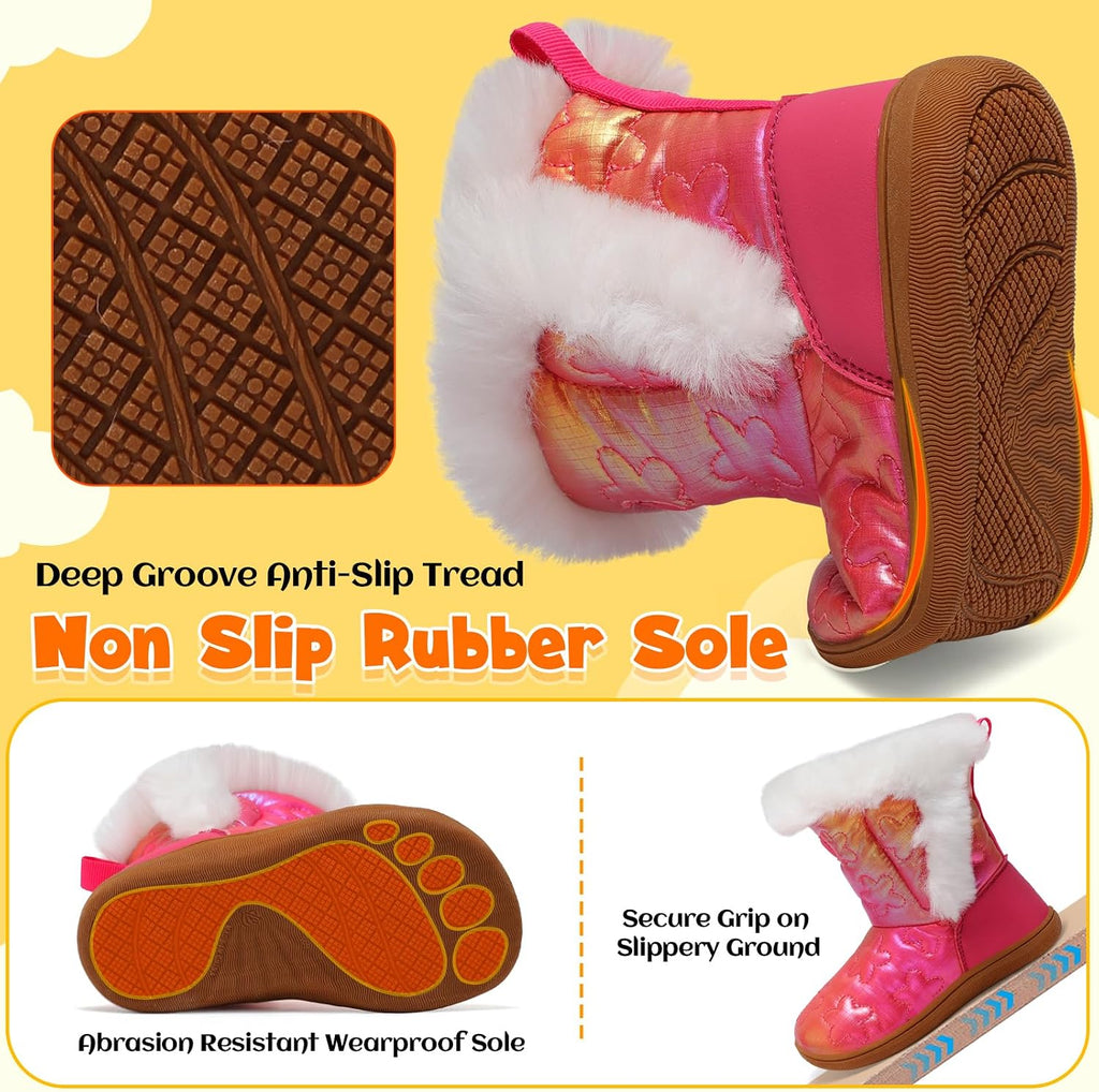 Boys Winter Snow Boots Little Kids Warm Fur Lined Ankle Boots