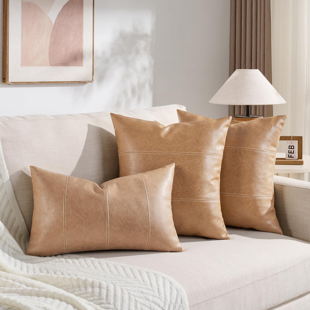 Tan 26x26 Pillow Covers Set of 2, Euro Pillow Covers, Big Throw Pillow Covers for Couch Bed Bedroom Living Room