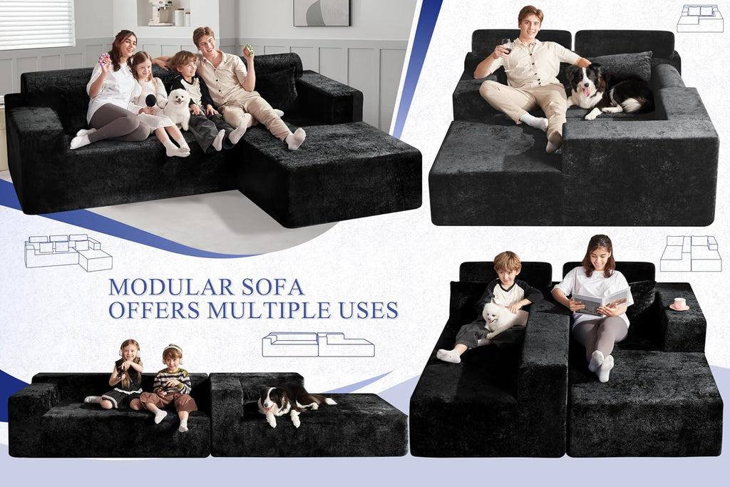 105" L-Shape Modular Sectional Sofa Couch ,No Assembly Required,Modular Comfy Sofa with Deep Seat Bedroom,Luxury