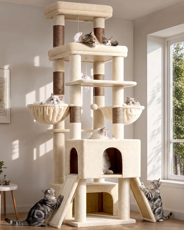Heavy Duty Cat Tree for 20lbs Large Adult Cats, Beige