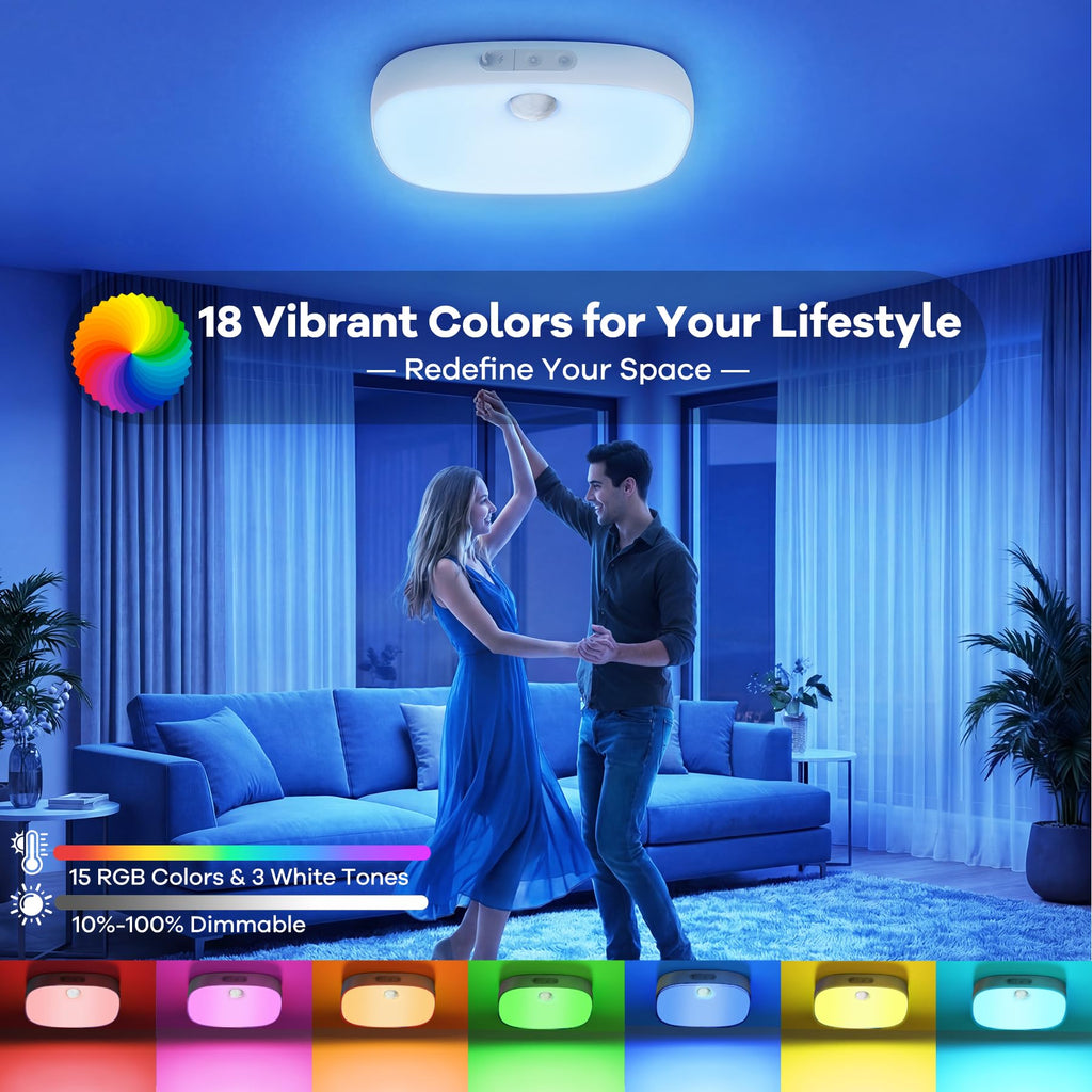 Shower Light IP65 Waterproof, Motion Sensor Ceiling Light Rechargeable