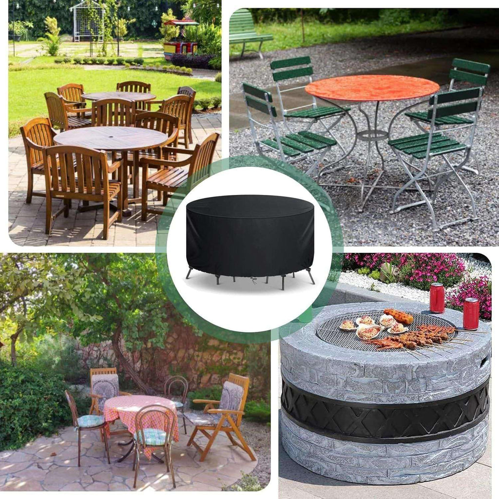 Patio Furniture Covers - Waterproof Round 420D Garden Dining Table & Chair Set Covers - 72"Dia x 28"H