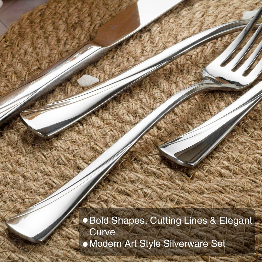 Alice 30-Piece Silverware Set Stainless Steel Flatware Set, Service for 6, Mirror Polished Cutlery Set, Dishwasher Safe