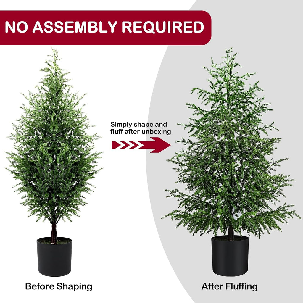 4FT Prelit Norfolk Pine Christmas Tree with 80LED Lights, Battery Operated