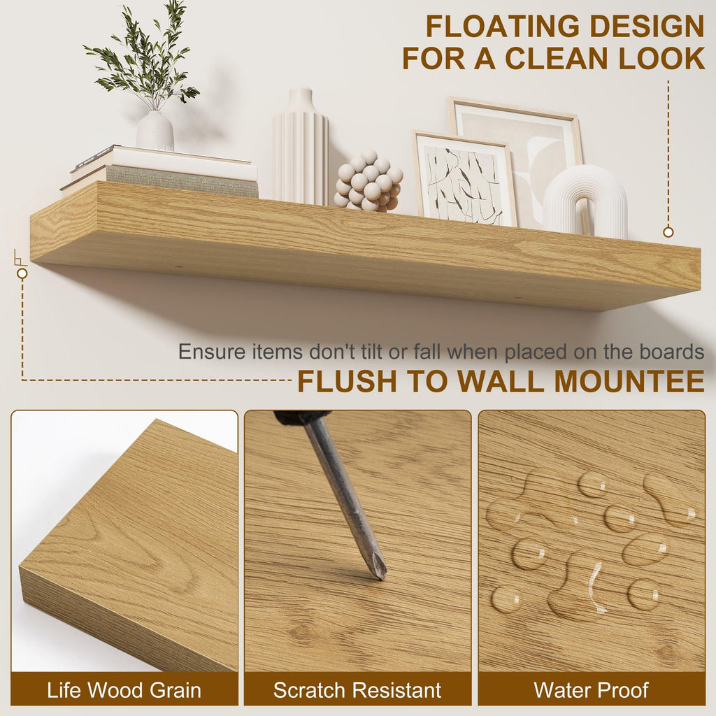 Floating Shelves for Wall, 36Inch Floating Shelves Set of 2, Hanging Shelf with Invisible Brackets, Bathroom Shelves