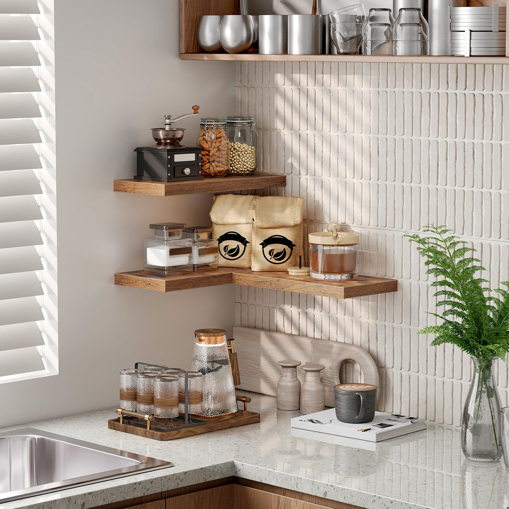 Floating Shelves for Wall, 1.5" Thick Wall Shelf Set of 3 with Invisible Brackets, 15.7L x 7.9W Hanging Shelves