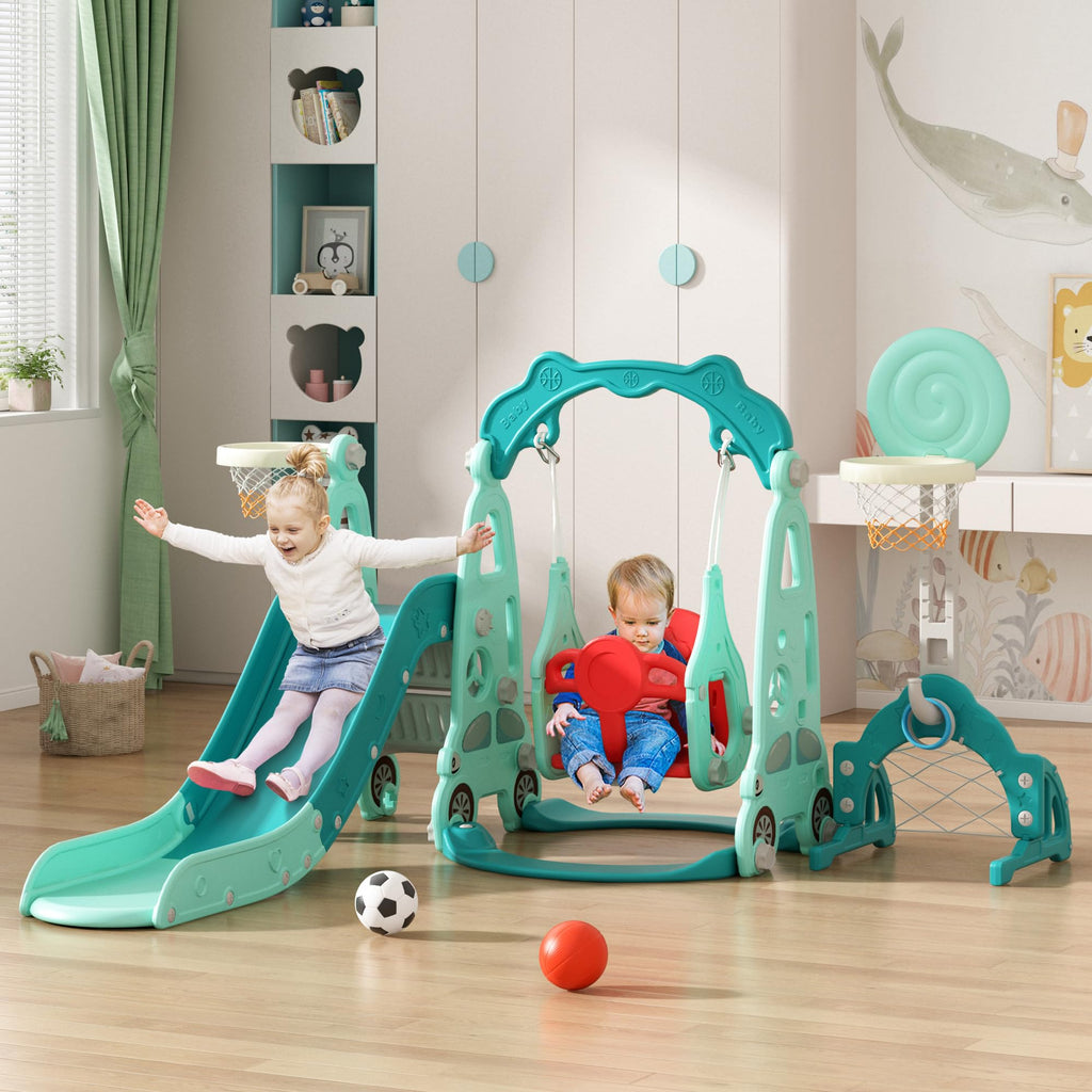 6 in 1 Toddler Slide and Swing Playset