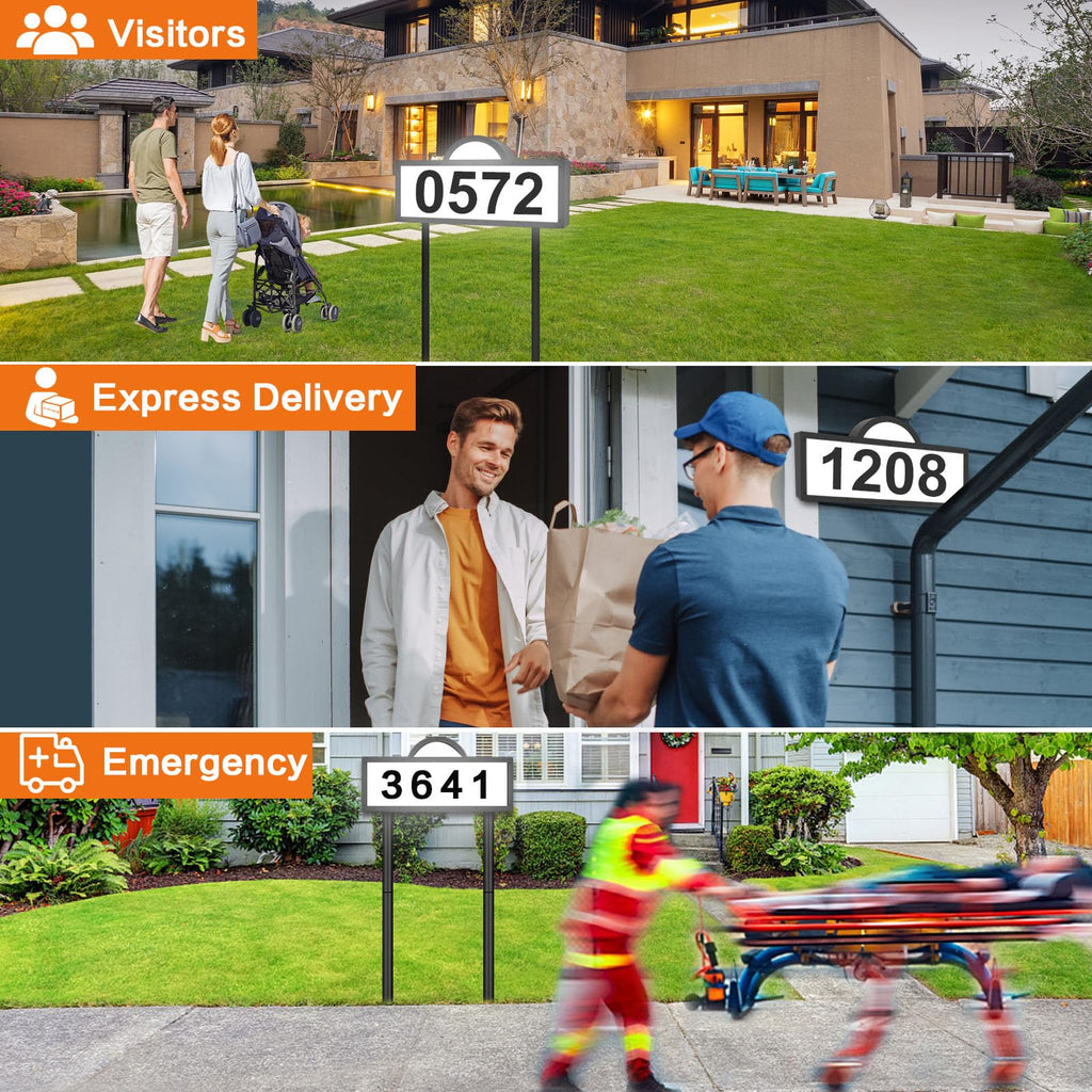 Solar House Numbers for Outside, Lighted Address Sign Yard