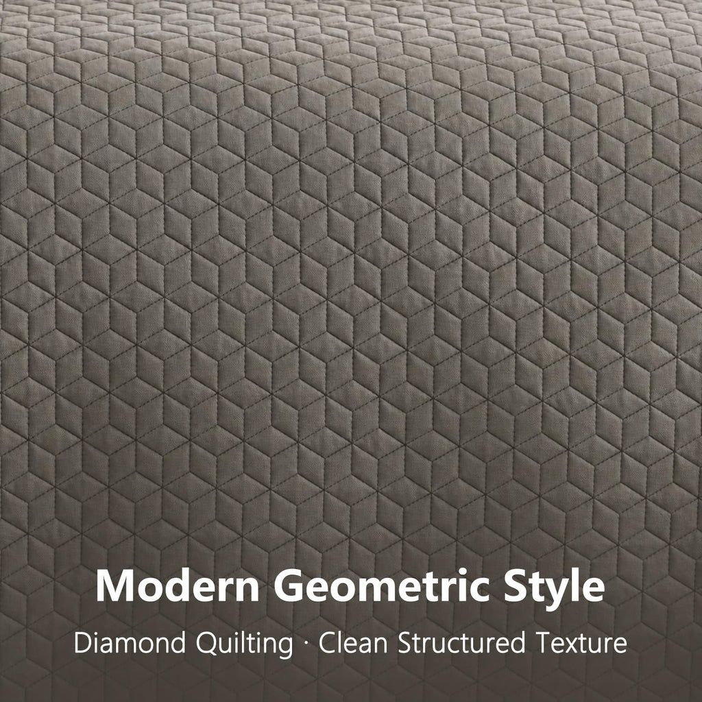 Oversized King Bedspreads 128x120, Geometric Diamond, Brown
