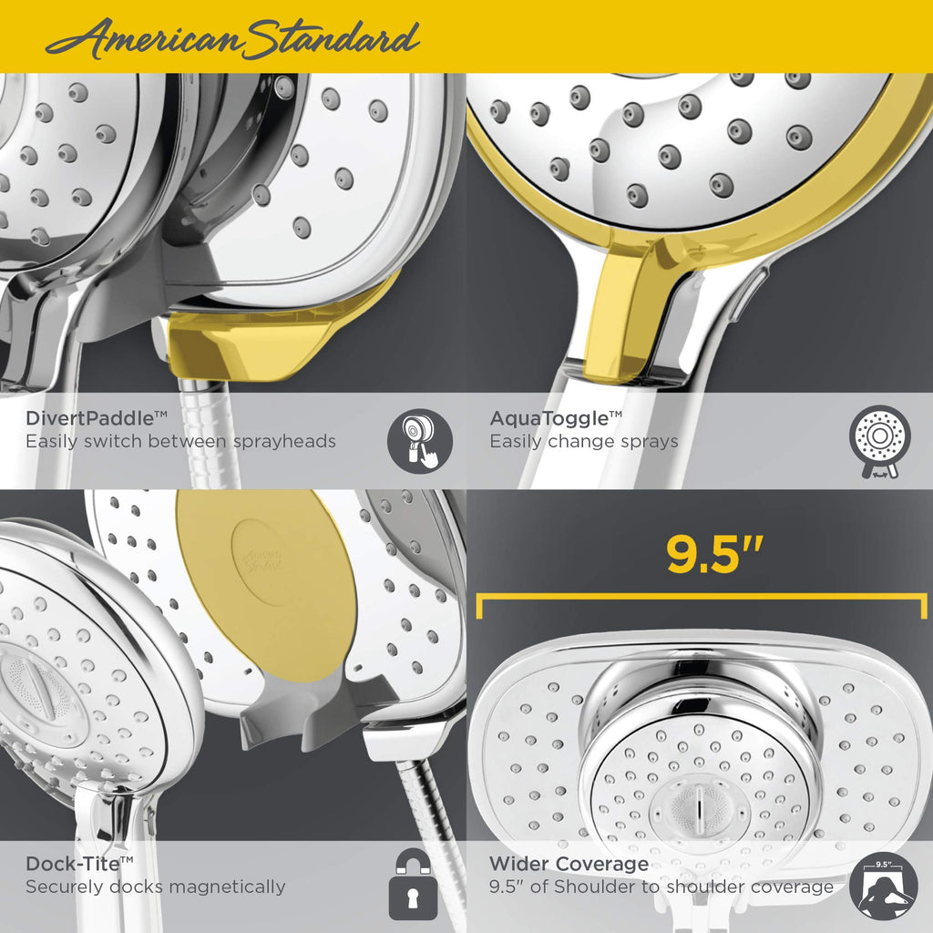 9038254.013 Spectra Plus Duo 4-Function 2-in-1 Handheld and Fixed Shower Head 1.8 GPM, Polished Nickel