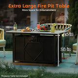 42 Inch Propane Fire Pit Table - Outdoor Patio with Lava Rocks