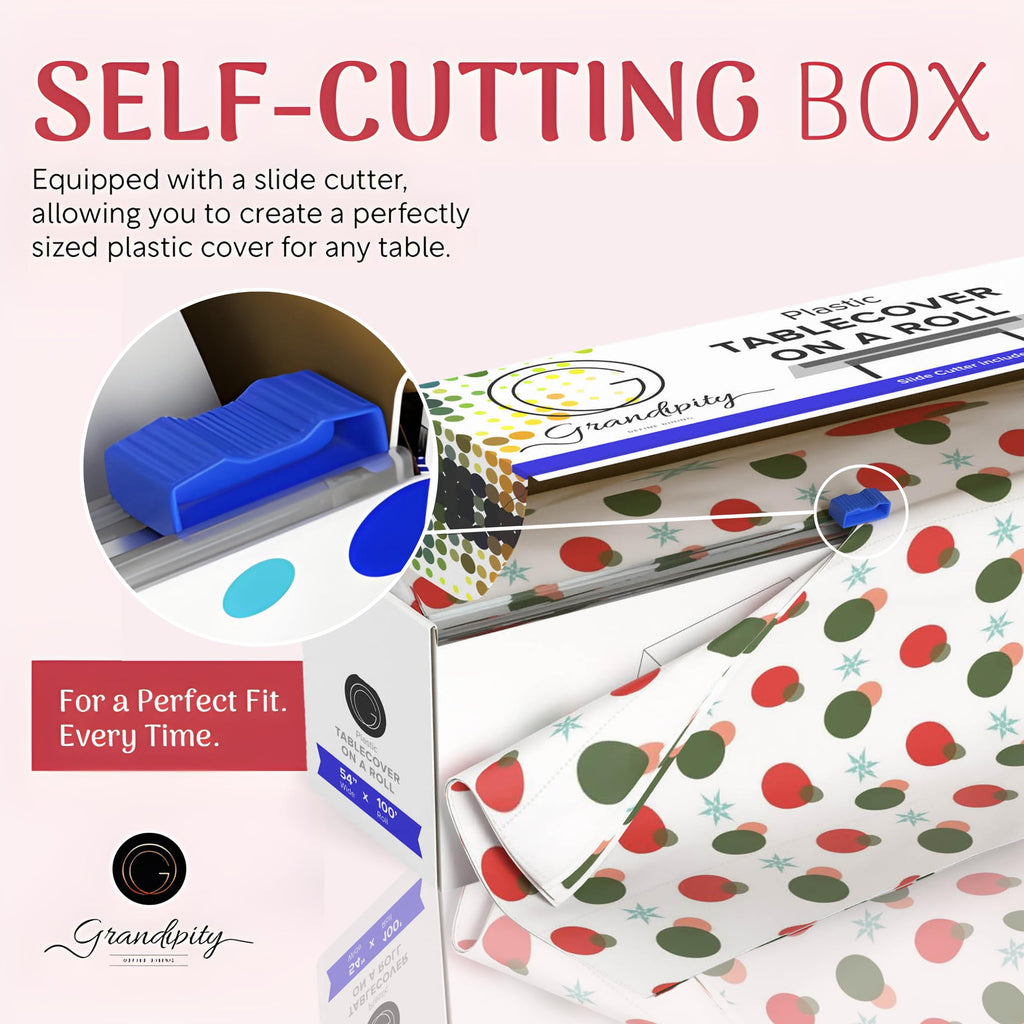 Plastic Table Cloth Roll - 54in x 100 Ft. Table Cover Holiday