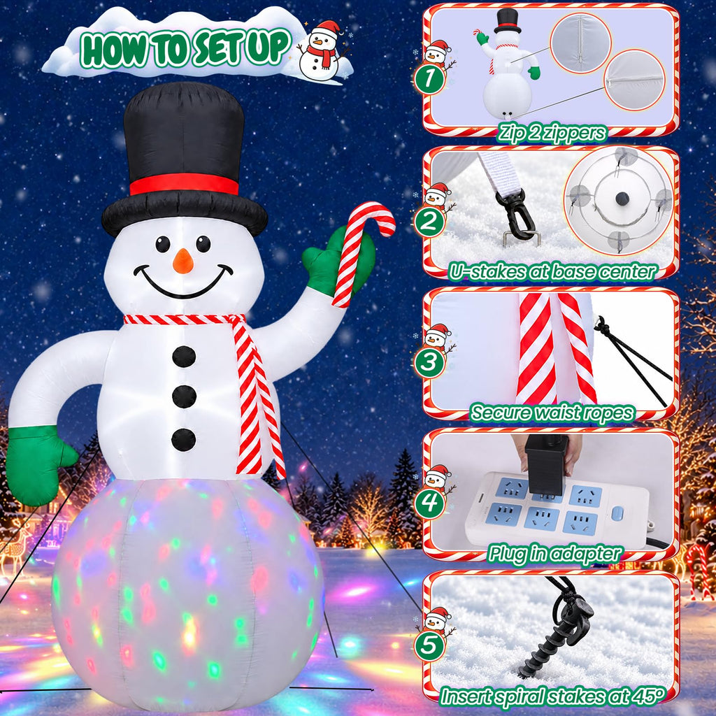 20FT Giant Christmas Inflatable Snowman with Colorful Rotating Lights