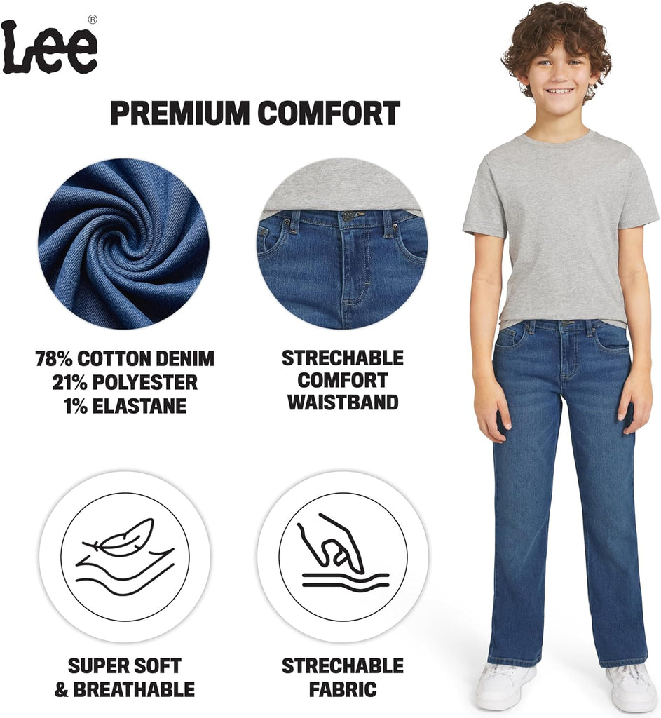Boys' 5 Pocket Loose Fit Stretch Waist Denim Jeans