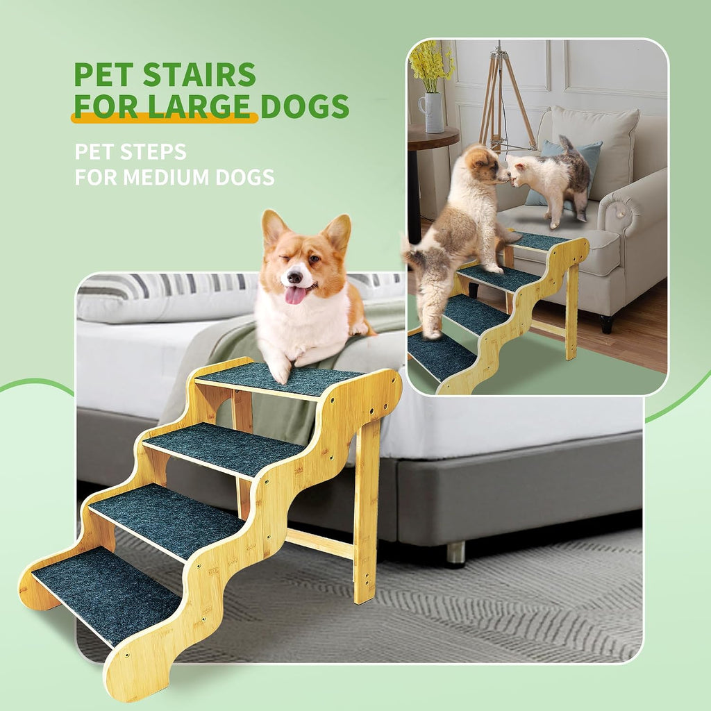 Dog Stairs for Large & Older Dogs, 4-Steps, 20" High, Supports Up to 160 LB