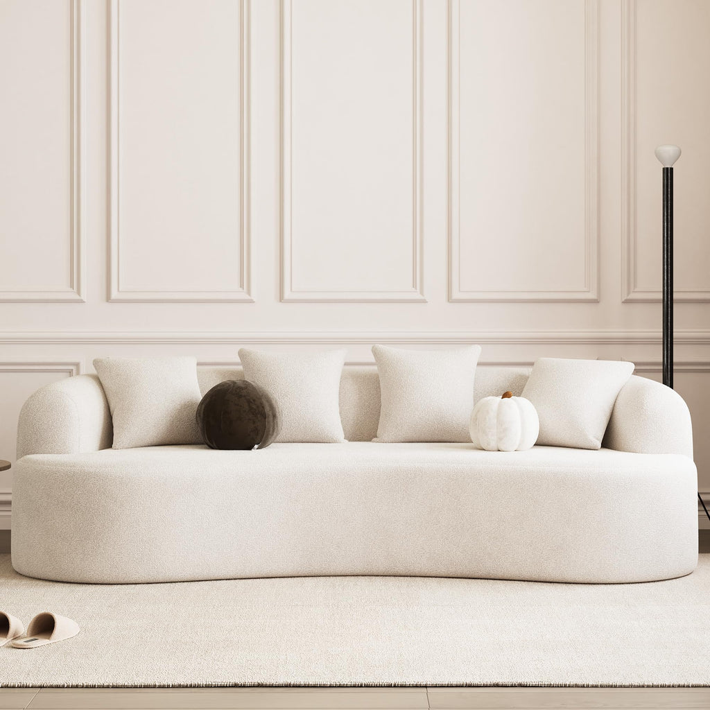 107" Modern Curved Sofas, Cream White