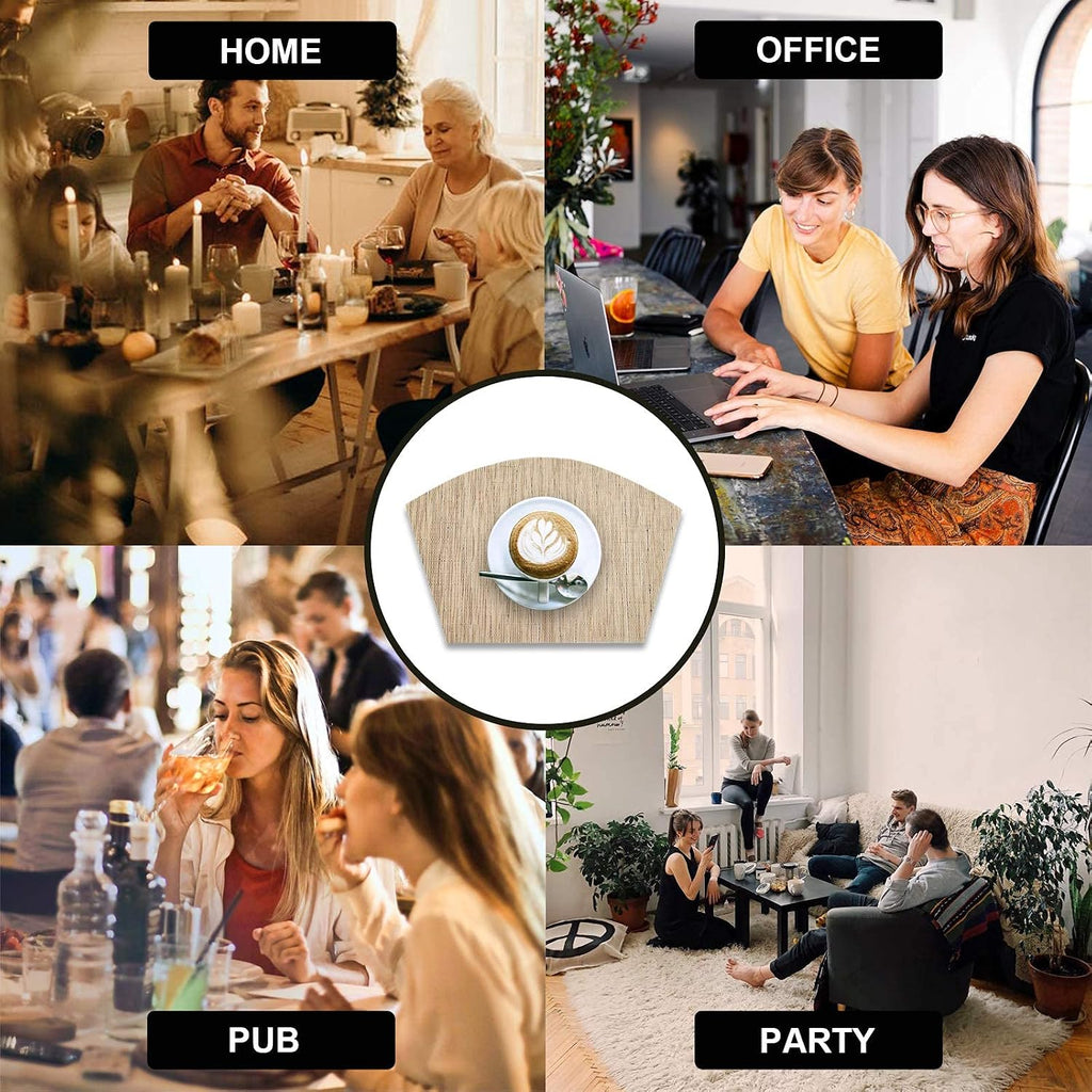 Round Placemats Wedge Place Mats Sets with Centerpiece Round Table Mats, PVC Polyester Heat Resistant Non-Slip - Set of 5
