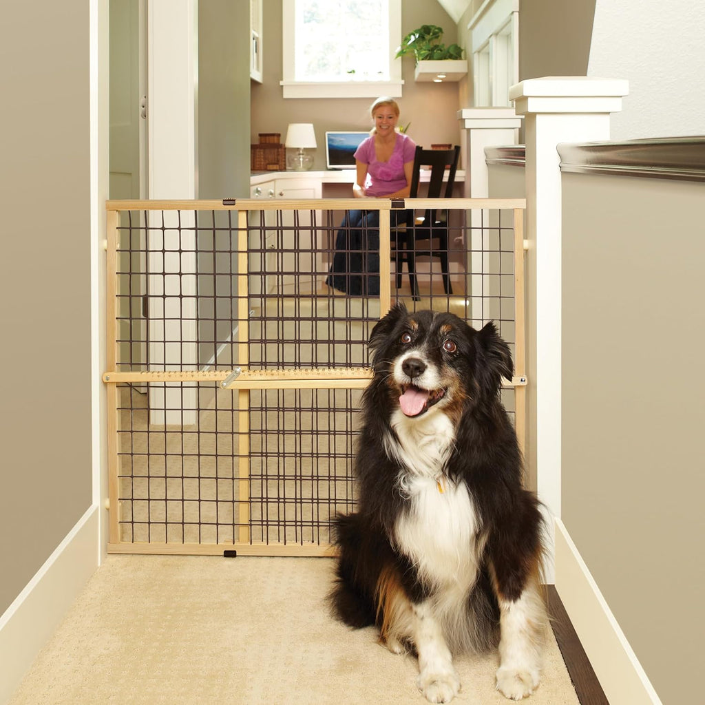 Wire Mesh Dog Gate: 29.5"-50" Wide, Pressure Mounted with No Tools; Expandable, Durable Pet Gates for Doors