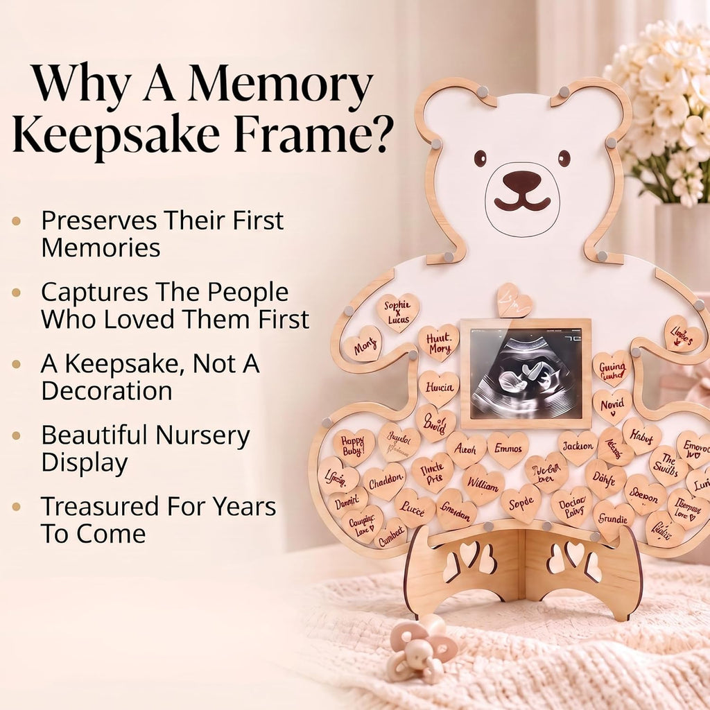 Baby Memory Keepsake Frame Guestbook - Luxury Baby Shower & First Birthday Guest Book Alternative - Preserve Wishes