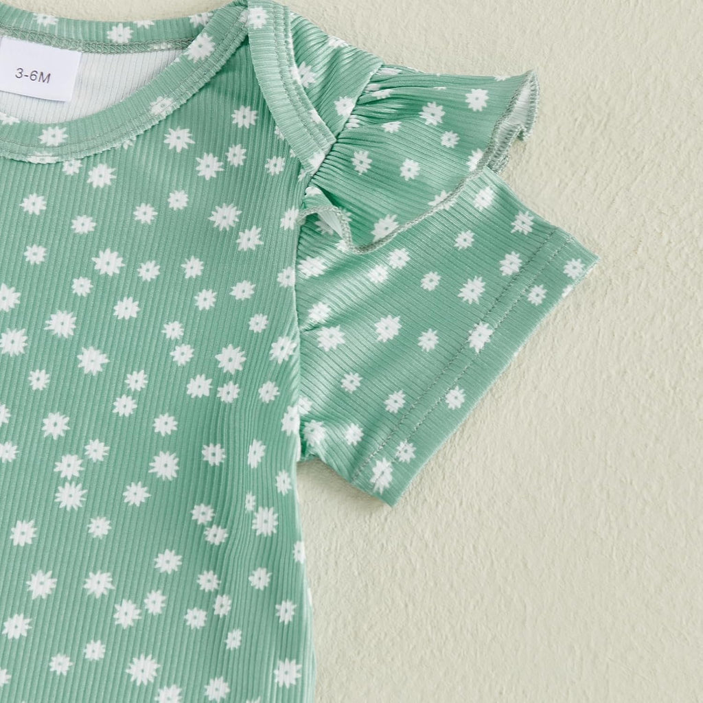 Baby Girl Clothes Summer Floral Romper Tops Shorts Headband Set