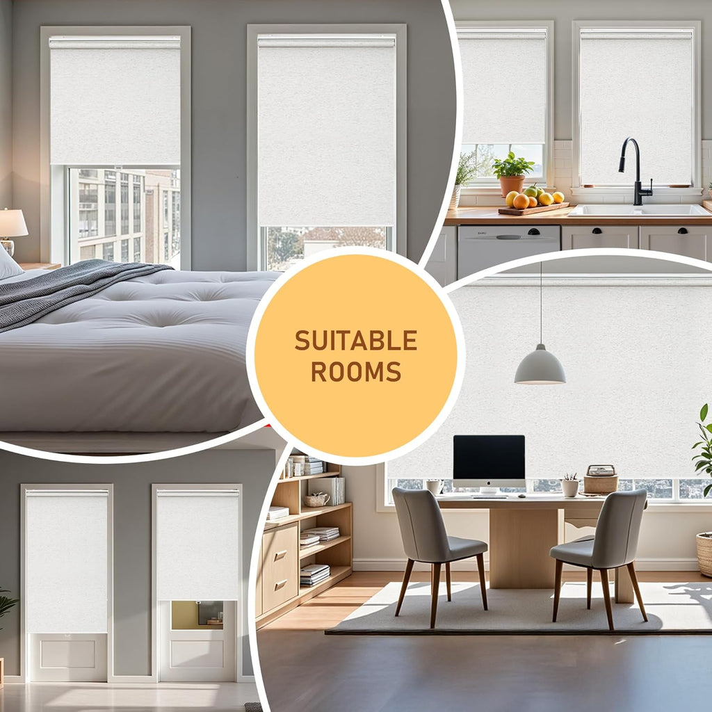 Cordless Roller Shades Blackout Blinds for Windows Room Darkening Rolled Up Shades with Spring System, UV Protection