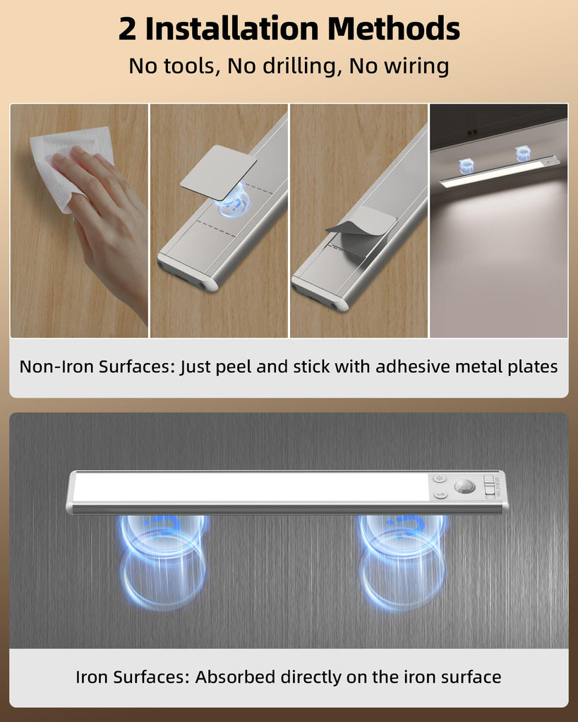 Under Cabinet Lighting, 3500mAh Rechargeable Motion Sensor Light Indoor, 3 Color Temps, 5-Level Dimmable Magnetic