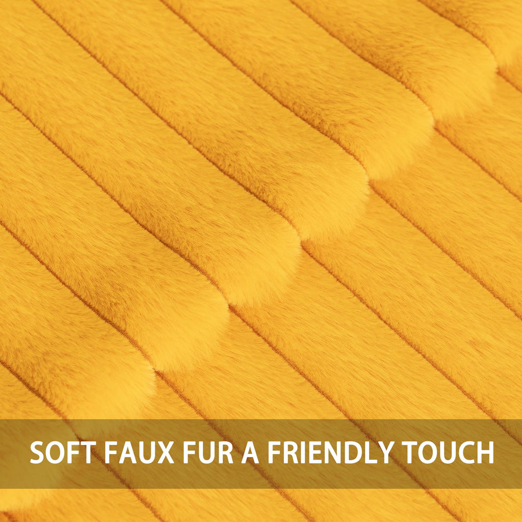 Pack of 2 Faux Fur 22x22 Inch, Yellow