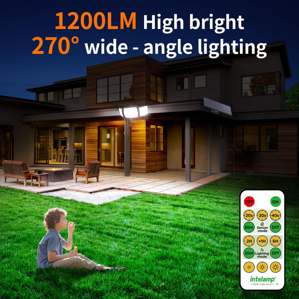 Outdoor Solar Flood Motion Sensor Light 6000mAh 6500K