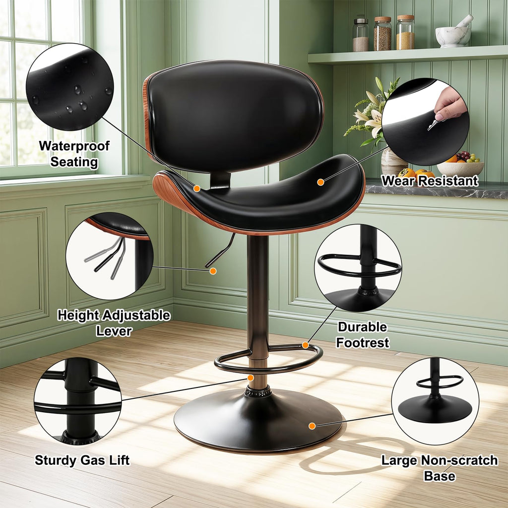 Swivel Bar Stools Set of 6, Adjustable Counter Height Bar Chairs
