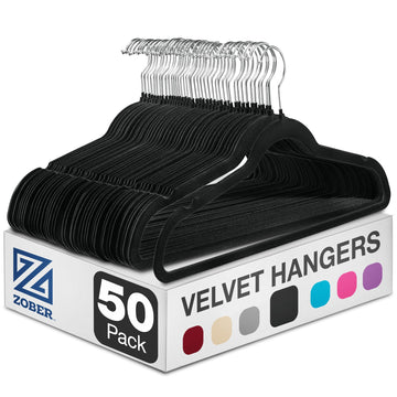 Black Velvet Hangers 50 Pack, Slim Non Slip Clothes Hangers
