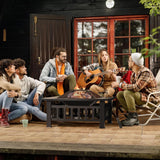 Outdoor Fire Pit, 32 Inch Firepit Table Metal Outdoor Fireplaces with Waterproof Cover for Outside Patio Camping (Black) - Image 2