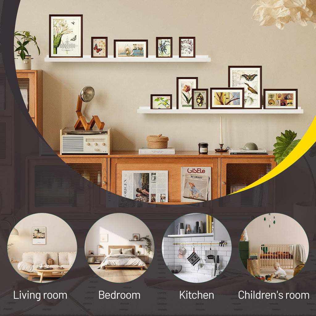 Picture Ledge Shelf Narrow, Floating Shelves for Wall, Photo Shelves With Lip