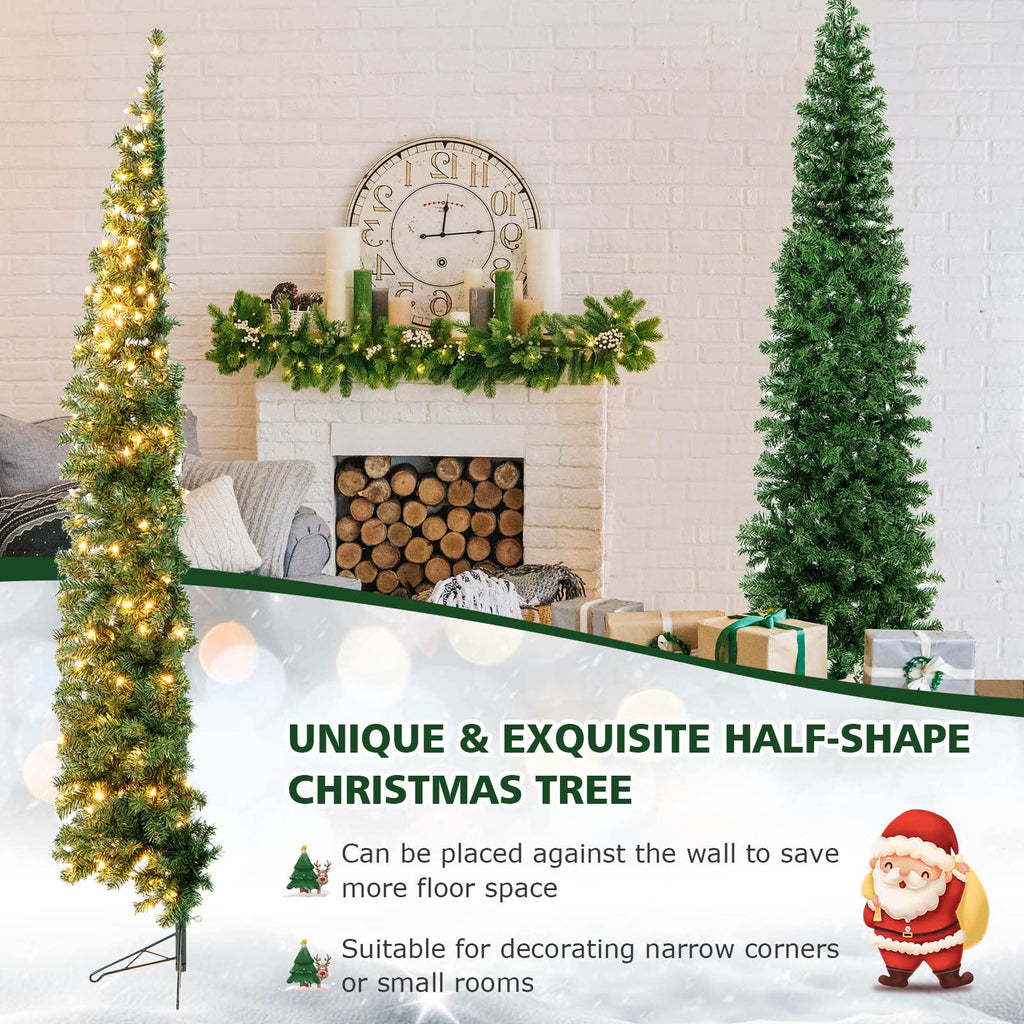 7 FT Pre-lit Half Christmas Tree with 150 Warm White LED Lights