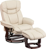 Modern Reclining Lounge Chair and Ottoman — Beige