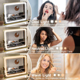 Gold Vanity Mirror with Lights 22"x19", LED Lighted Makeup Mirror, Large Makeup Mirror, Make up Mirror with Lighting