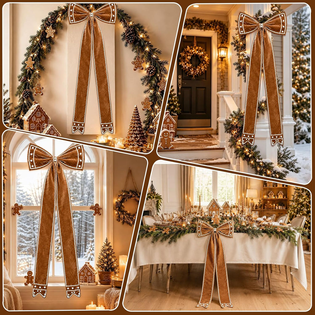 71x24 in Giant Gingerbread Bow Christmas Tree Topper Decoration