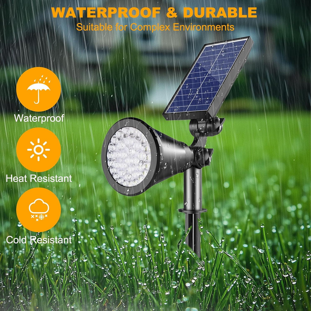 Solar Lights Outdoor Waterproof, 36 LEDs 1000LM Adjustable Solar Spot Lights Outdoor, 2-in-1 Solar Powered Spotlight