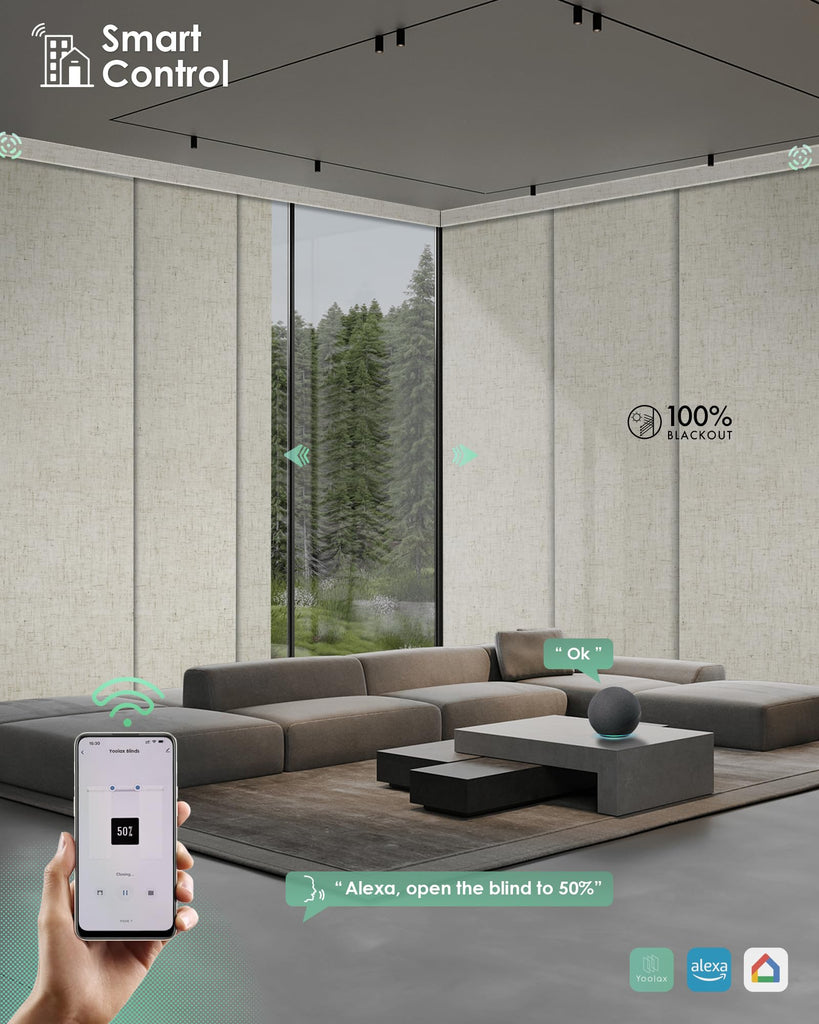 Hardwired Smart Sliding Panels, Custom Motorized Panel Track Blinds