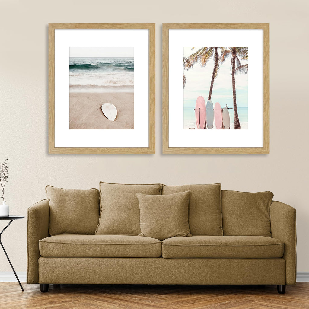 16x20 Frames Set of 2, Natural Oak Wood Style for 11x14 Mat