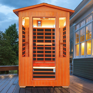 48.8" 2 Person Outdoor Infrared Sauna Room,Fir & Red Cedar Wood Home Spa Cabin,8 Epoxy Heating Panels,2000W,LED