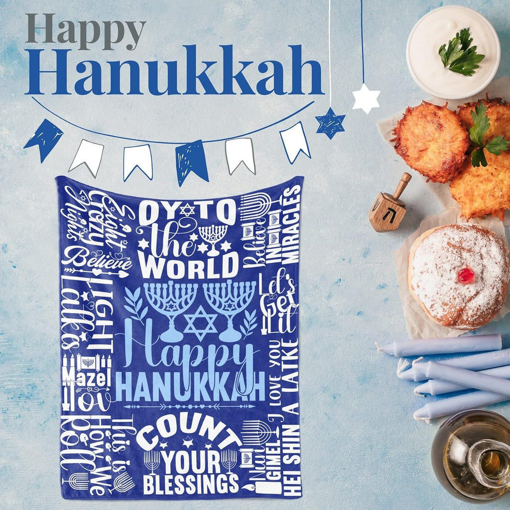 Hanukkah Gifts, Hannukah Throw Blanket for Kids Women Men, Presents for Chanukah Jewish Holiday for Kids, Friends