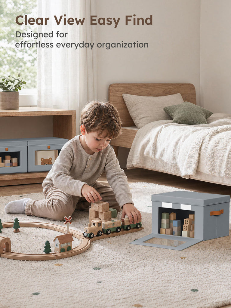 Small Bins - Closet Shelf Organizer with Open Window, 6 Pack, Grey