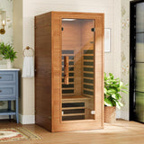 1- Person Infrared Sauna for Home, Low EMF FAR Remotely Controllable Indoor Sauna with WiFi & BT Control